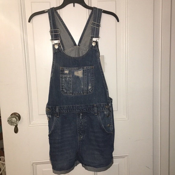 Topshop Denim - Jean shorts overalls (dungarees)